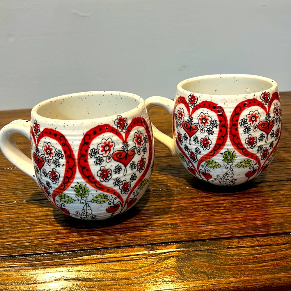 Anthroplogie biscuit mugs set of 2.